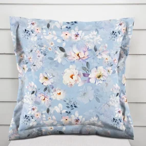 Biante Zamatová obliečka na vankúš s lemom Tamara TMR-044 Jarné kvety na nebesky modrom 50 x 60 cm