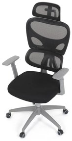 Kancelárska ergonomická stolička GRANT II — sieť, látka, sivá/čierna