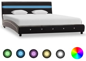 vidaXL Posteľný rám s LED, čierny, umelá koža 140x200 cm