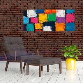 Obraz - Maľba farebných štvorcov (120x50 cm)