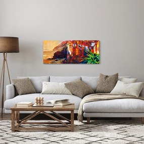 Obraz - Dedina na pobreží Cinque Terre, Talianska riviéra, moderný impresionizmus (120x50 cm)