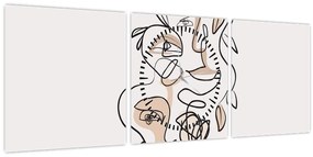 Obraz - Line art tváre (s hodinami) (90x30 cm)