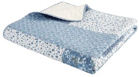 Modrý bavlnený prešívaný pléd 220x230 cm Floral Patchwork – Bianca