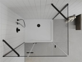 Mexen Roma Duo, sprchový kút 70 (dvere) x 80 (dvere) cm, 6mm číre sklo, čierny profil + SLIM sprchová vanička 5cm biela + čierny sifón, 854-070-080-70-00-4010B