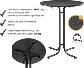 Cateringový skladací barový stôl Malik 80 cm sivý