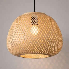 Závesný luster PETRA na lanku 1xE27/15W/230V, priemer 35 cm, bambus