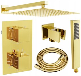 Mexen Cube DR02 podomietkový sprchový set s dažďovou sprchou 30x30 cm (6v1), zlatá, 77502DR0230-50