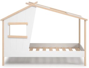 Biela domčeková detská posteľ z borovicového dreva 90x190 cm Luba – Marckeric