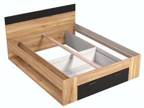 Manželská posteľ Gamma 160 (dub + čierna). Akcia -22%. Vlastná spoľahlivá doprava až k Vám domov. 1091842