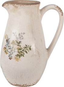 Béžový keramický džbán so žltými kvetmi M - 17*13*22 cm