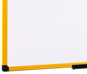 Bi-Office Biela popisovacia tabuľa na stenu, magnetická, žltý rám, 900 x 600 mm