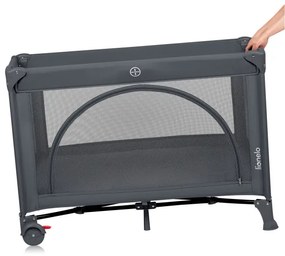 Lionelo - Cestovná postieľka LAURA Grey Concrete