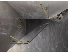 Mexen Lunar, päťuholníkový sprchový kút s ľavým sklonom 90 x 90 cm, 8mm číre sklo, zlatý matný profil, 831-090L-090P-55-00-L