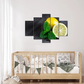 Obraz citrónov a mäty na stole (150x105 cm)