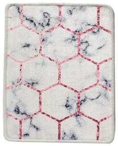 Biela/sivá kúpeľňová predložka 60x40 cm Honeycomb - Foutastic