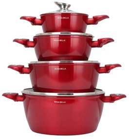 Wellhox ROSA BELLA červená 8-dielna sada hrncov
