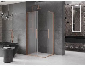 Mexen Velar Duo, sprchový kút s posuvnými dverami 100 x 90 cm, 8mm sklo námraza, medená matná, 871-100-090-32-65