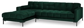 Tmavozelená zamatová rohová pohovka Cosmopolitan Design Bali, ľavý roh