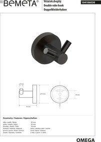 Bemeta Design DARK: Háčik, dvojitý - 104106030