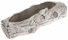 Betónový kvetináč Kmeň s motýľom, 29,5 x 8 x 11 cm