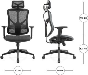 Ergonomická sieťovaná kancelárska stolička MOSH Airflow 521 – čierna