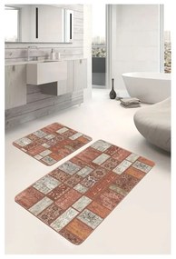 Hnedé zamatové kúpeľňové predložky v súprave 2 ks 60x100 cm – Mila Home