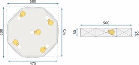 Toolight - Stropné svietidlo Diamond 50cm E27 5x60W APP863-C, čierna, OSW-08959