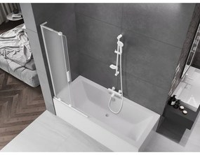 Mexen Velar L, 2-krídlová posuvná vaňová zástena 80 x 150 cm, 8mm sklo námraza, biela matná, 896-080-003-31-20