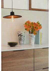 Čierne stmievateľné závesné svietidlo s ratanovým tienidlom ø 35 cm Balance – Zuiver