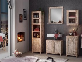 furniture-nabytek.cz - Masívne kúpeľňové zrkadlo Bitna z mangového dreva, lakované, prírodné – 65×15×70 cm