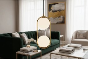 Závesné svietidlo Florence, 2x biele sklenené tienidlo, g, U