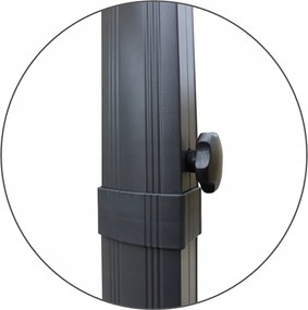 CH Sivý záhradný slnečník Roma s obalom+LED - 3x3m