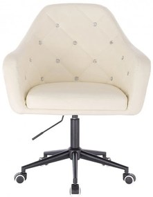 LuxuryForm DESIGN Kreslo ROMA na čierne podstave s kolieskami - krémové