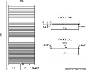 Mexen Mars, vykurovacie teleso 1200x600 mm, 487 W, zlatá lesklá, W110-1200-600-00-50