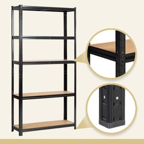 Sada 2 ks kovových regálů REGMET 90x30x180 cm černá