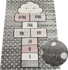 Detský koberec Smart Kids 22604 GREY – sivý so skákačkou, obdĺžnik Rozmer: 140x190 cm