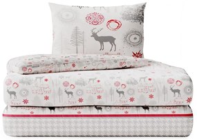 Flanelová posteľná bielizeň Lappi bielo-červená