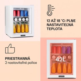 Klarstein Brooklyn 42, mini chladnička, sklenené dvere, LED osvetlenie, police