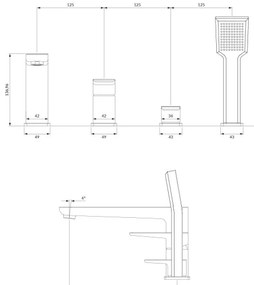 OMNIRES PM7432BL - Vaňová batéria 4-otvorová PARMA matná čierna