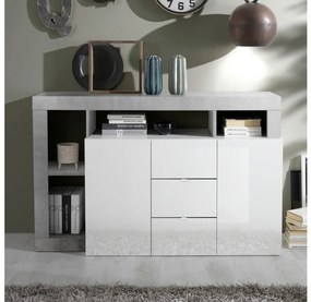 Komoda LENOR biela/šedá betón