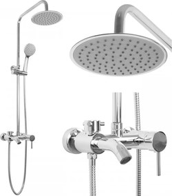 Erga Mutabi, sprchový set s batériou, hlavovou sprchou 20 × 20 cm a výtokom, chrómová, ERG-YKA-BP.MUTABI-20-CHR