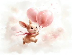 Fototapeta - Zajačik s balónikmi (147x102 cm)