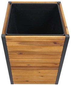 Kvetináč HWC-L23, 60x42x42cm, hliník, akáciové drevo - hnedá