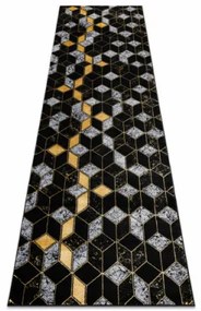 Koberec / Behúň GLOSS 400B 86 glamour, art deco, 3D geometrický - čierny / zlatý