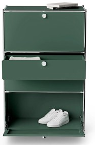 Kovová komoda »CN3« s 2 výklopnými priečinkami a 2 zásuvkami, olivovo zelená