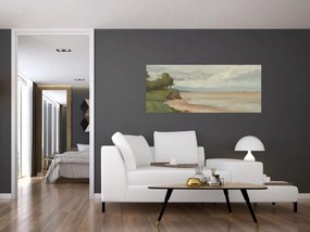 Obraz - Jean-Baptiste-Camille Corot, Beach Near Etretat, reprodukcia (120x50 cm)
