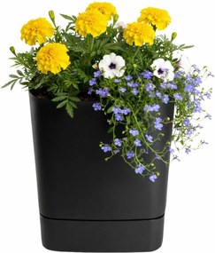 Plastový květináč s podmiskou Cubi 30x30 cm černý