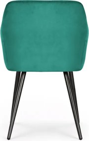 Sada šiestich jedálenských stoličiek ESTELLE zamatové, fľaškovo zelené / čierne nohy (6 ks)