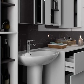 Kúpeľňová skrinka VAMI W50 2D 6P biela ​​/ grafitová