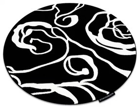 Okrúhly koberec HAMPTON Rosa ruža, kvety čierna Veľkosť: kruh 140 cm